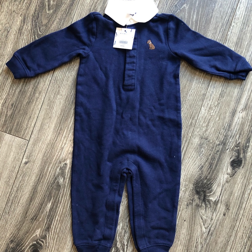 NWT Janie and Jack navy blue baby one piece